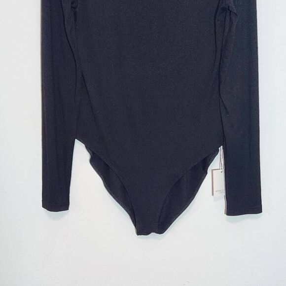 Mango Pop Black Long Sleeve Turtleneck Bodysuit NWT Size Large Black Bodysuit - Picture 3 of 8
